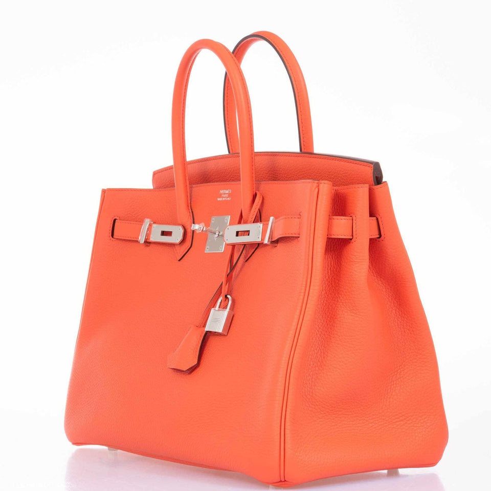 Hermes Birkin 35 Orange Poppy Clemence Palladium Hardware