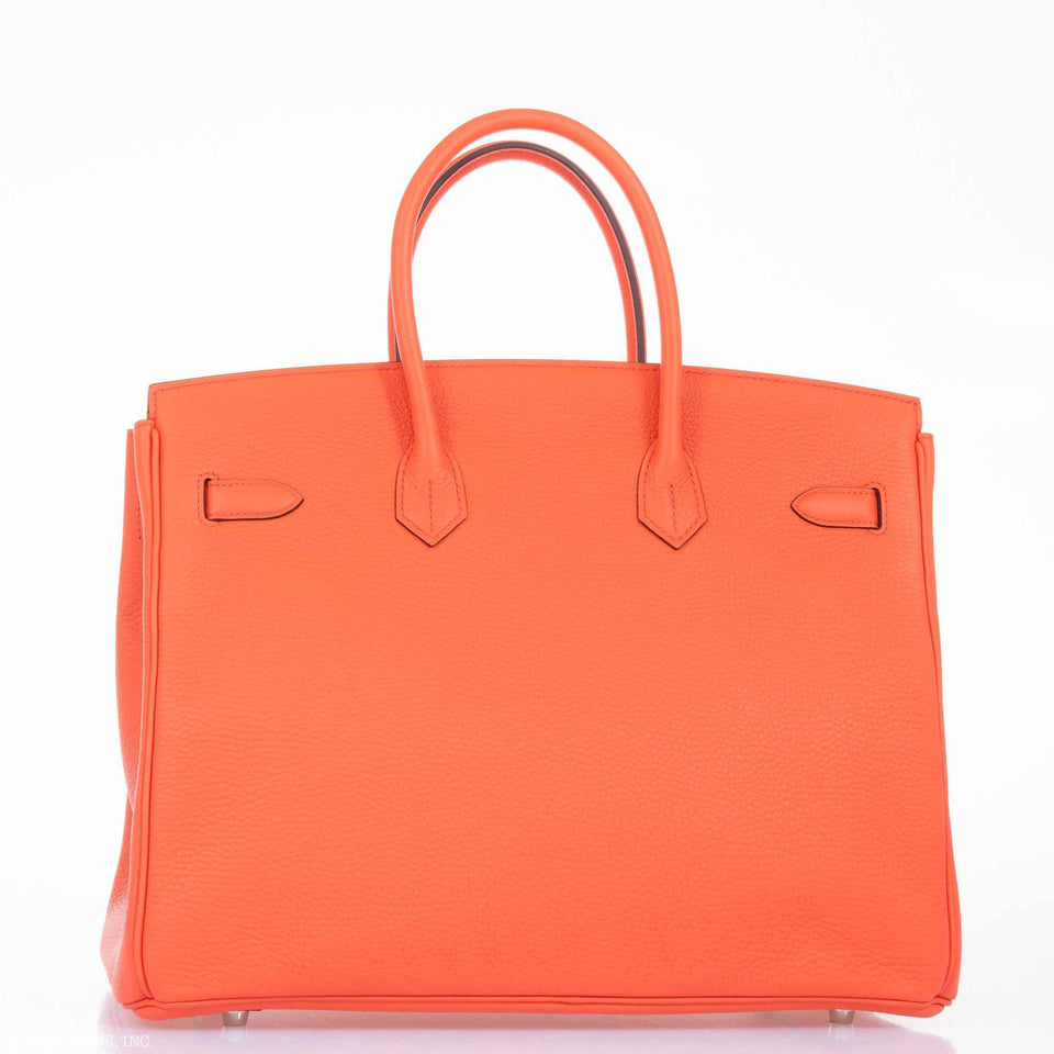 Hermes Birkin 35 Orange Poppy Clemence Palladium Hardware