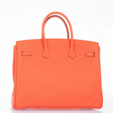 Hermes Birkin 35 Orange Poppy Clemence Palladium Hardware