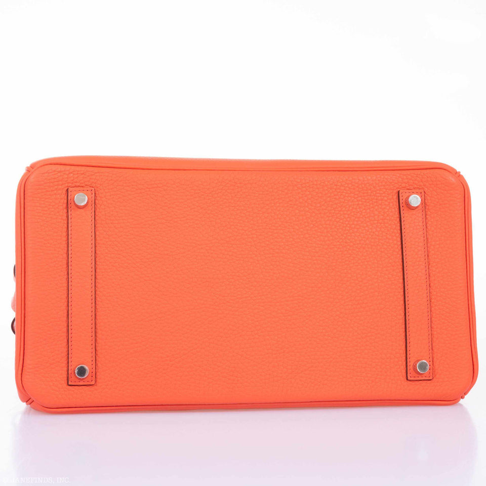 Hermes Birkin 35 Orange Poppy Clemence Palladium Hardware