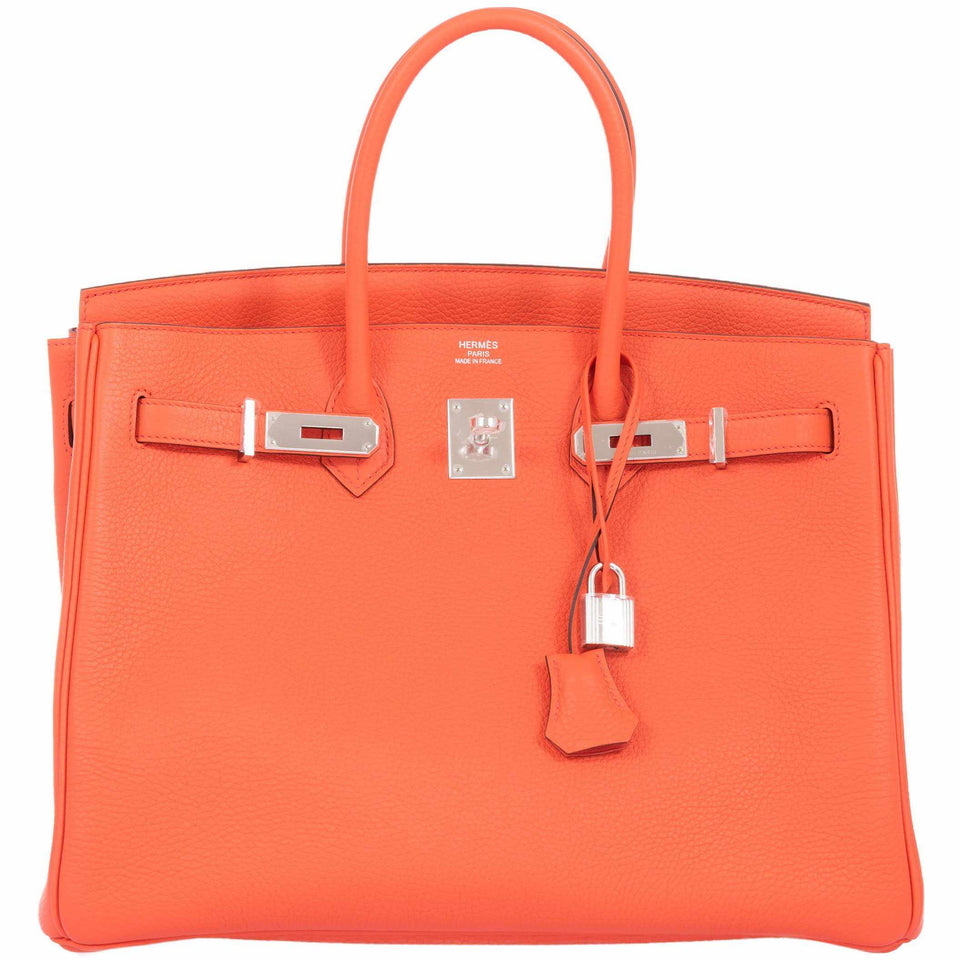 Hermes Birkin 35 Orange Poppy Clemence Palladium Hardware
