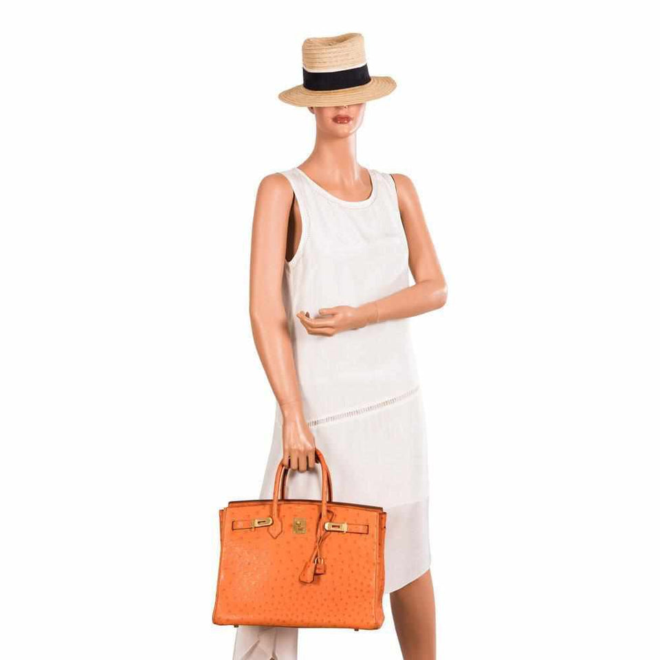 Hermes Birkin 35 Ostrich Orange Gold Hardware