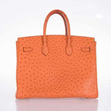 Hermes Birkin 35 Ostrich Orange Gold Hardware
