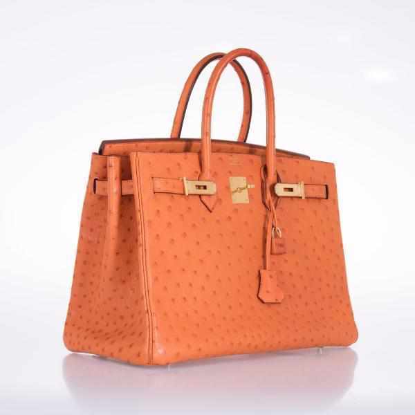 Hermes Birkin 35 Ostrich Orange Gold Hardware