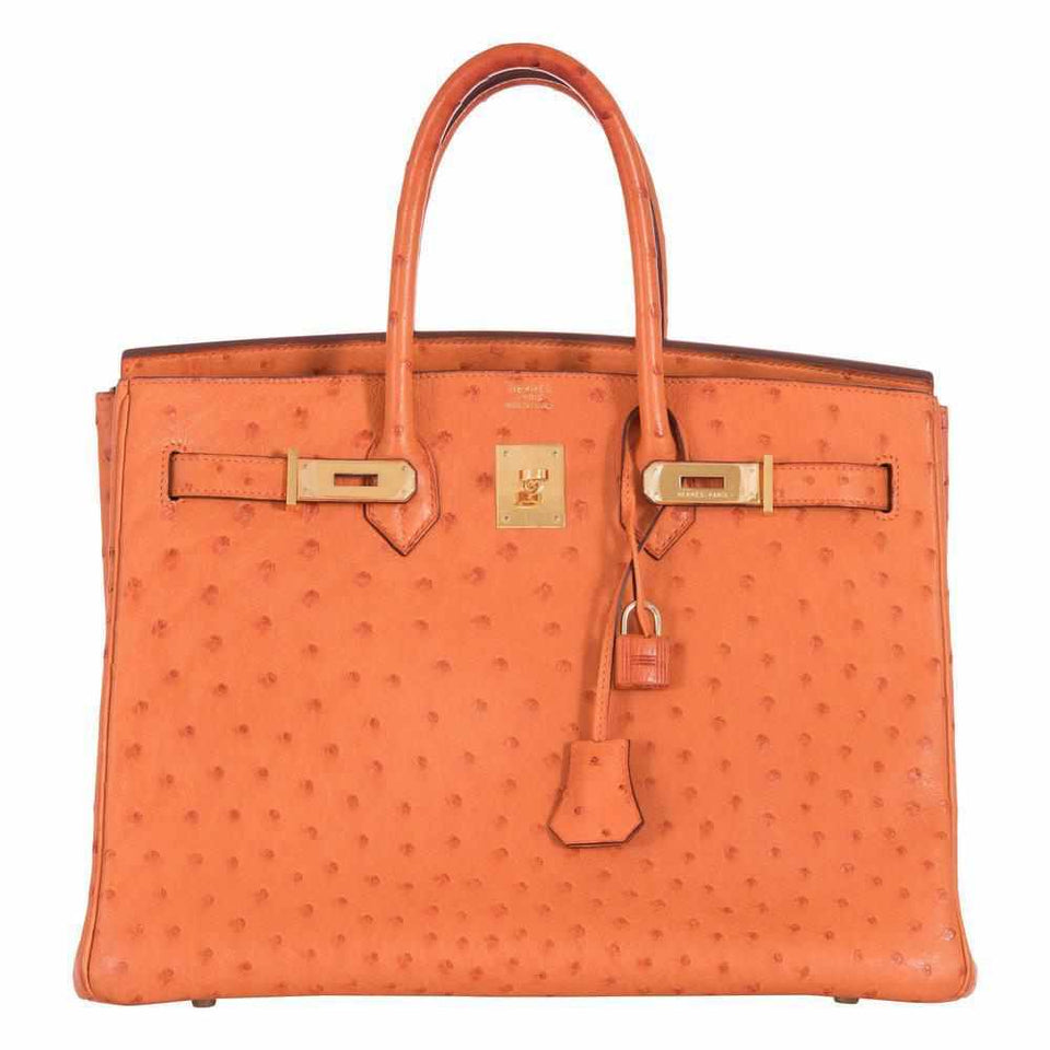 Hermes Birkin 35 Ostrich Orange Gold Hardware