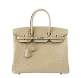 HermesBirkin 35 Ostrich Parchemin Bag PHW