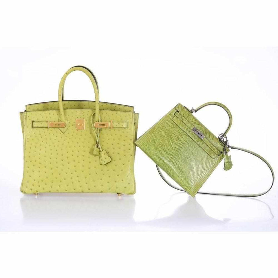 Hermes Birkin 35 Ostrich Vert Anis Gold Hardware