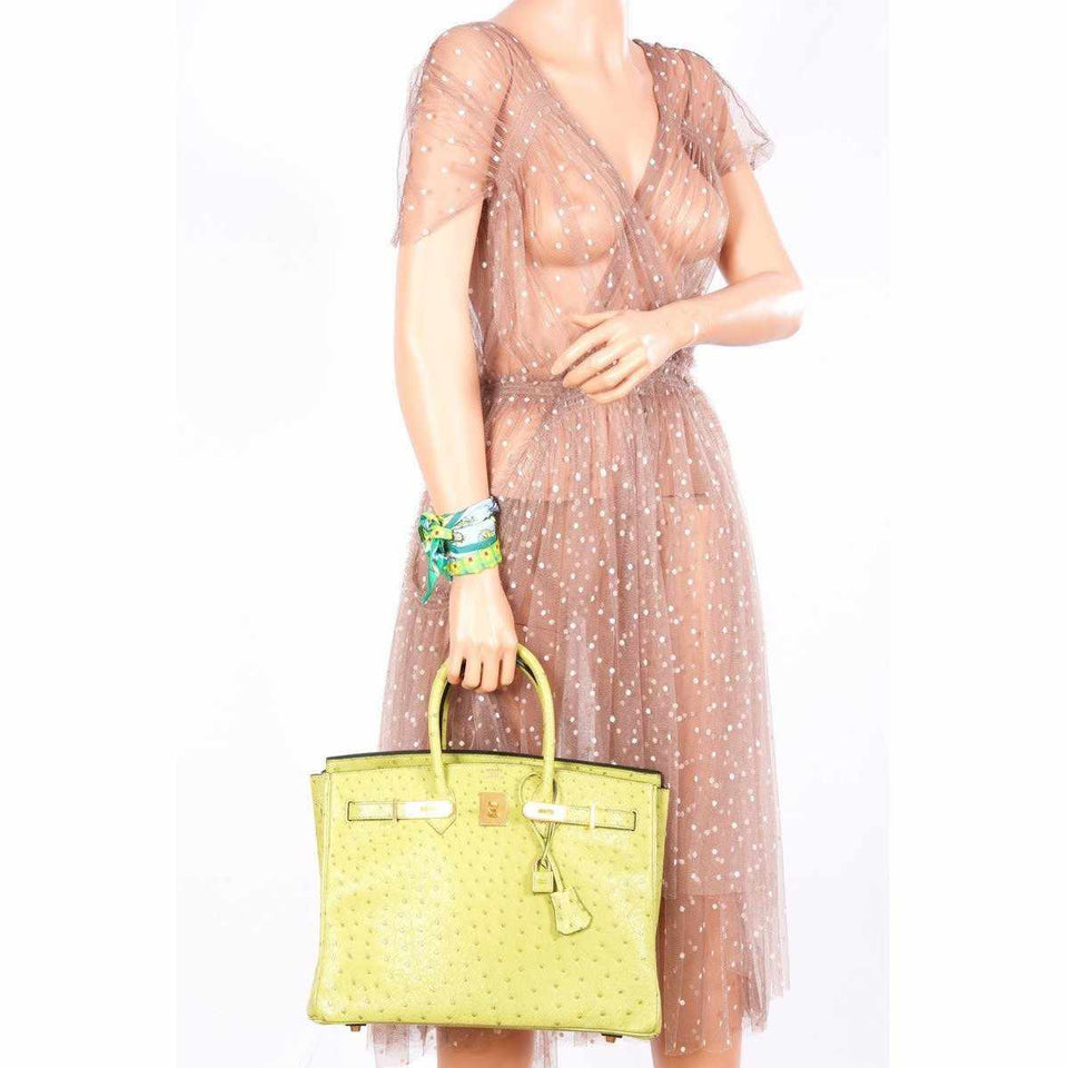 Hermes Birkin 35 Ostrich Vert Anis Gold Hardware