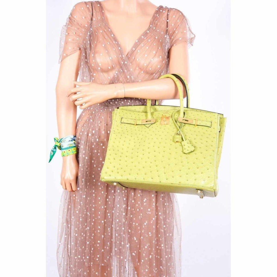 Hermes Birkin 35 Ostrich Vert Anis Gold Hardware