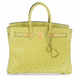 Hermes Birkin 35 Ostrich Vert Anis Gold Hardware