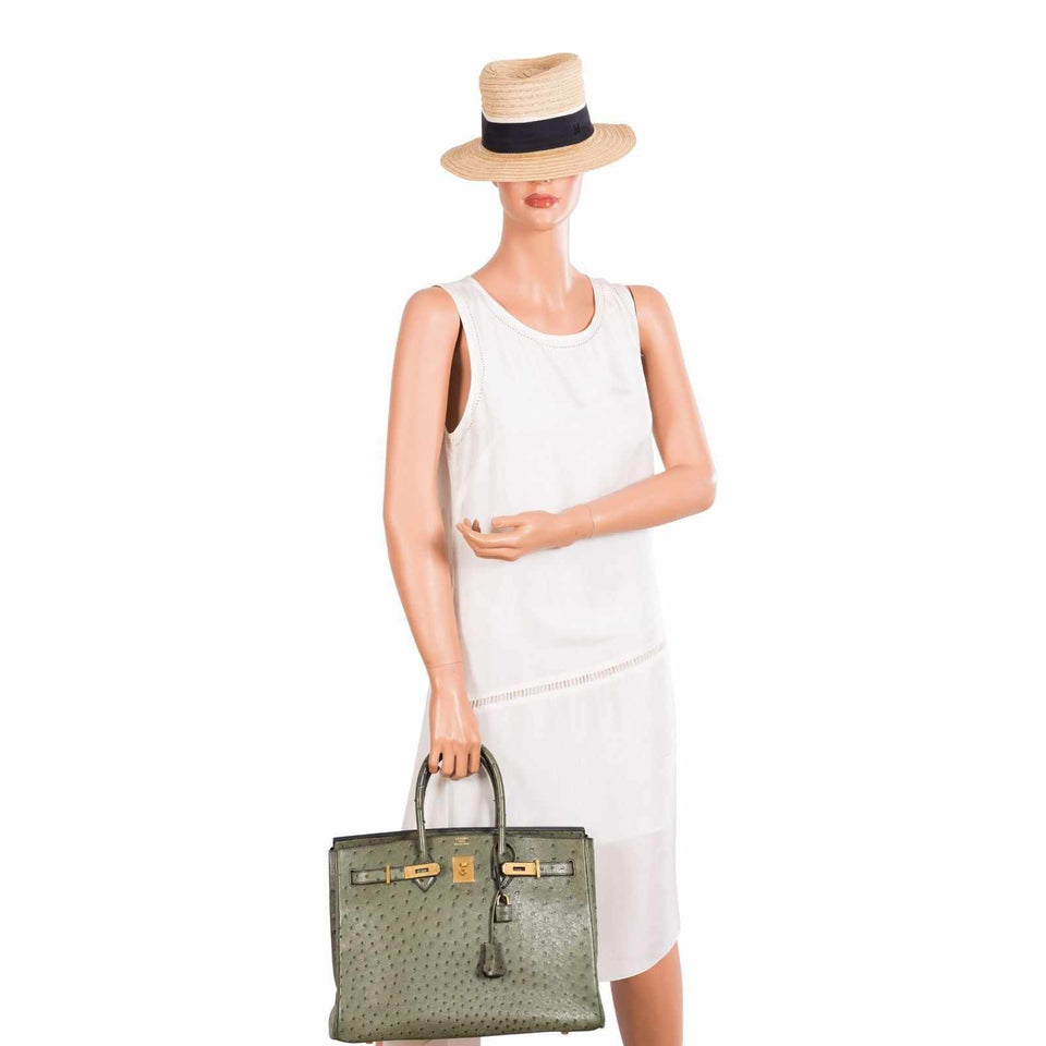 Hermes Birkin 35 Ostrich Vert Veronese Gold Hardware