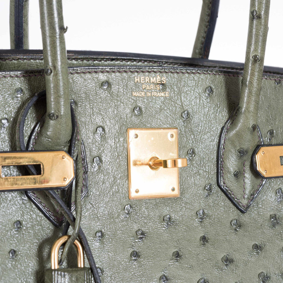 Hermes Birkin 35 Ostrich Vert Veronese Gold Hardware