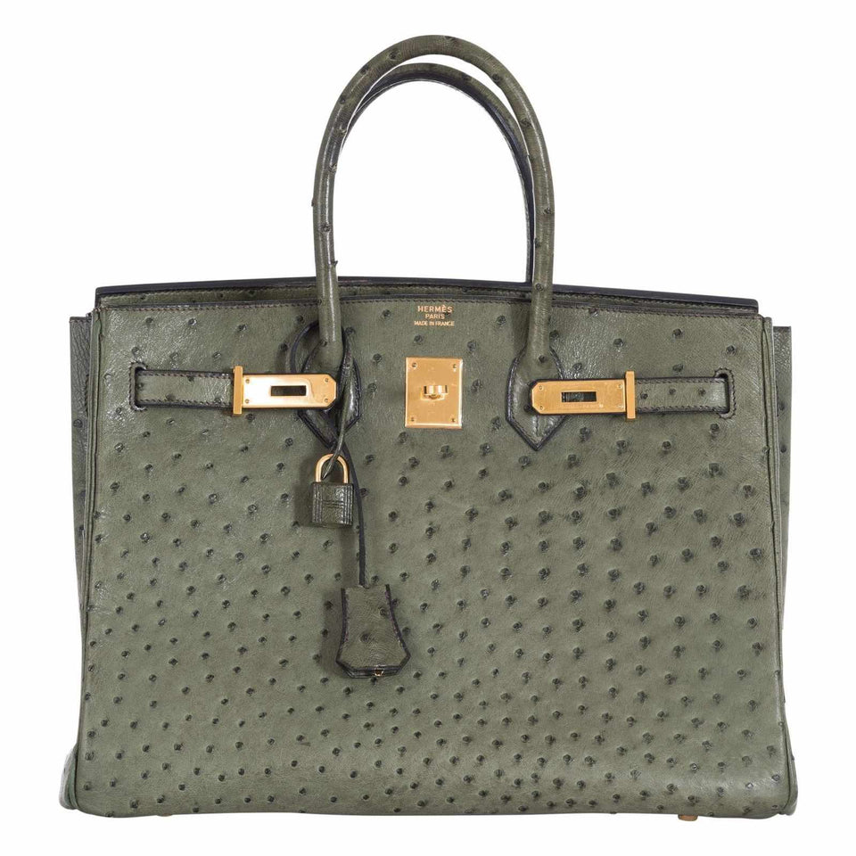 Hermes Birkin 35 Ostrich Vert Veronese Gold Hardware