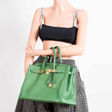 Hermes Birkin 35 Pelouse Green Courchevel Gold Hardware