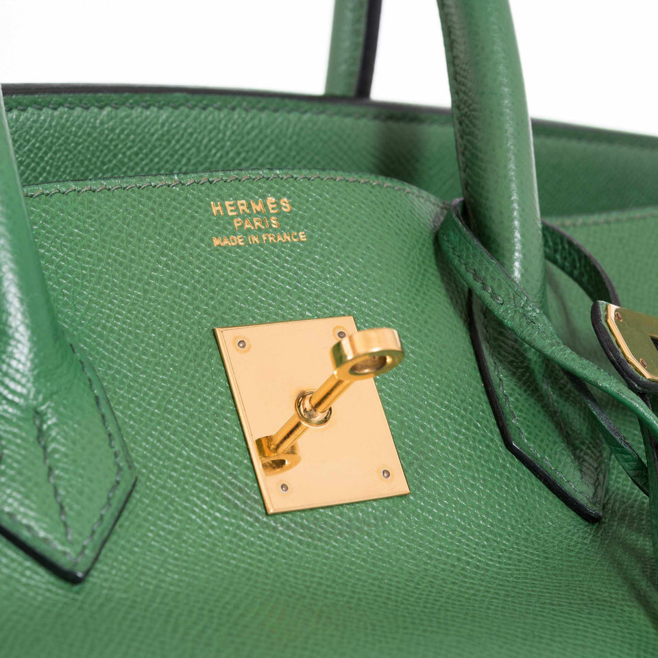 Hermes Birkin 35 Pelouse Green Courchevel Gold Hardware