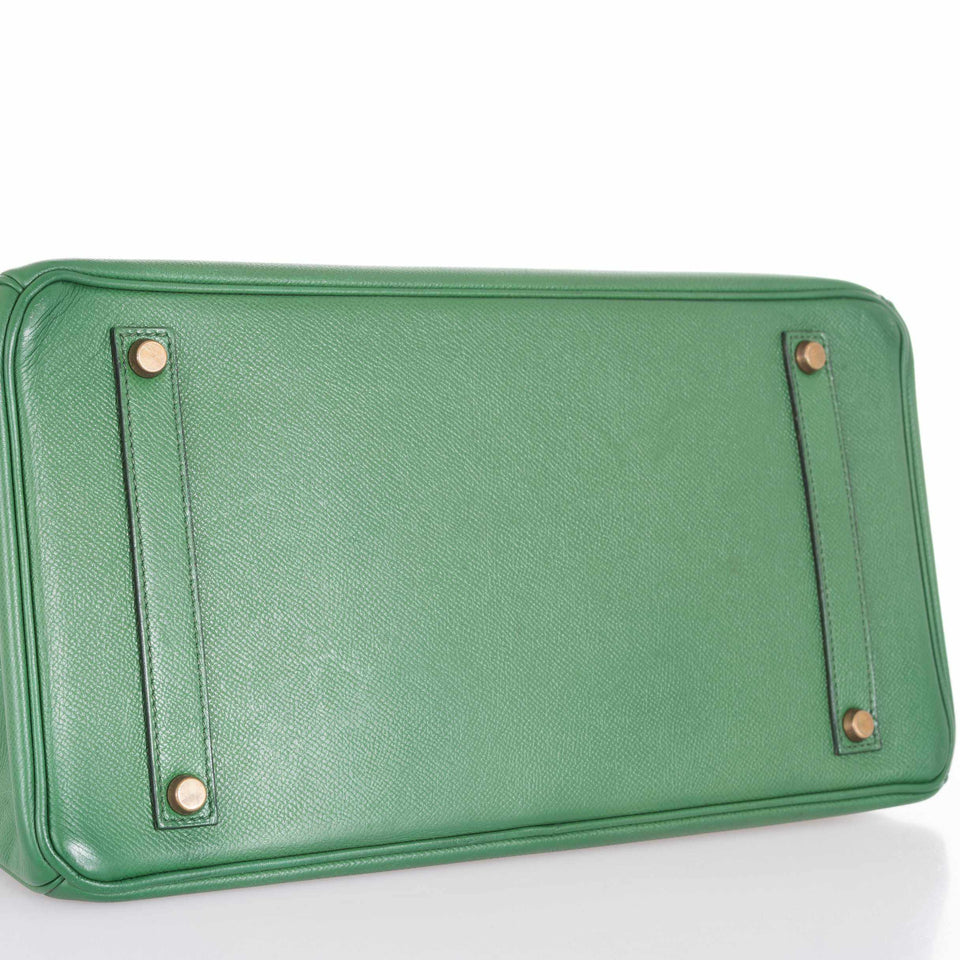 Hermes Birkin 35 Pelouse Green Courchevel Gold Hardware
