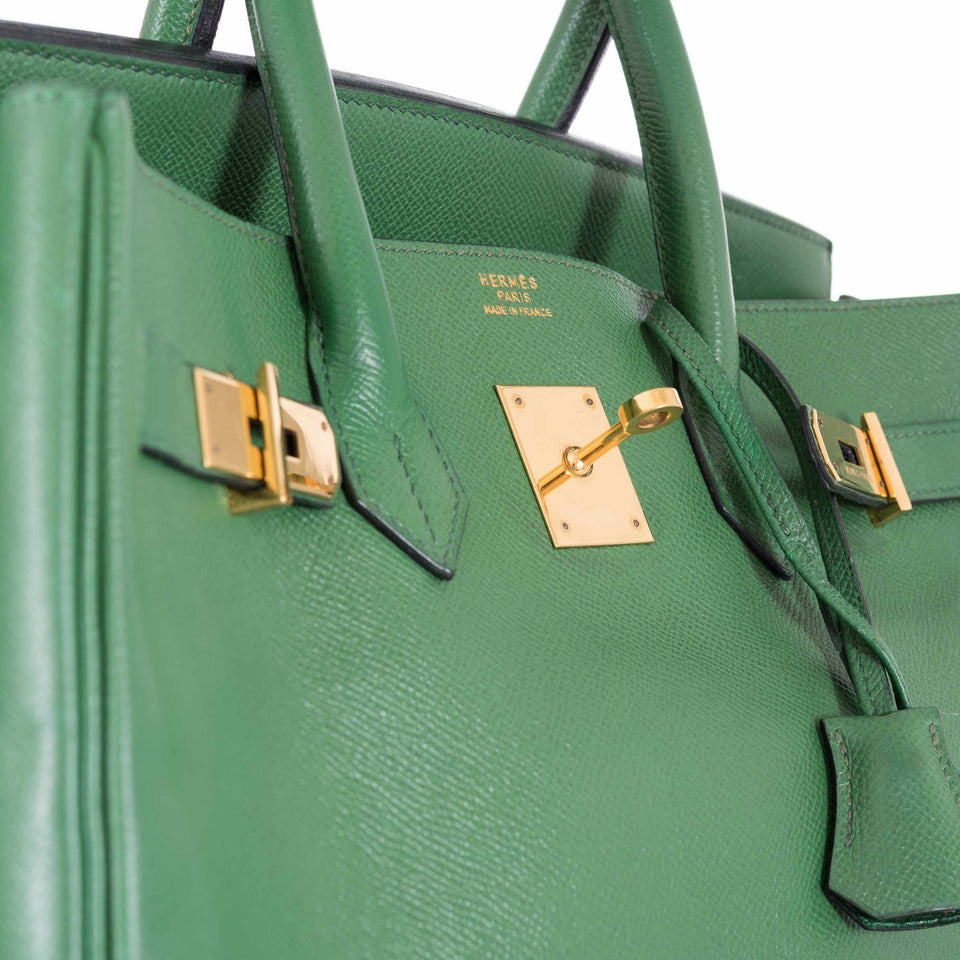 Hermes Birkin 35 Pelouse Green Courchevel Gold Hardware