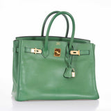 Hermes Birkin 35 Pelouse Green Courchevel Gold Hardware