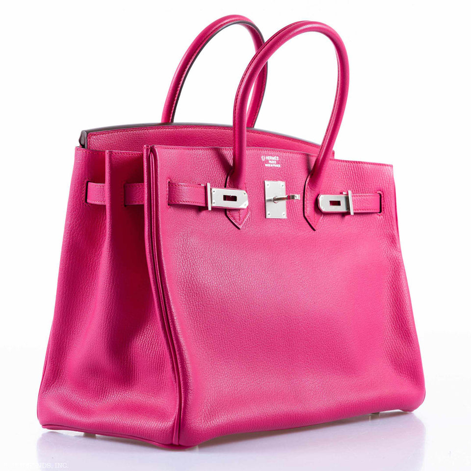 Hermes Birkin 35 Rose Tyrien Chevre Palladium Hardware - Extra Pocket