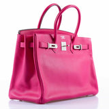Hermes Birkin 35 Rose Tyrien Chevre Palladium Hardware - Extra Pocket