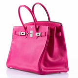 Hermes Birkin 35 Rose Tyrien Chevre Palladium Hardware - Extra Pocket