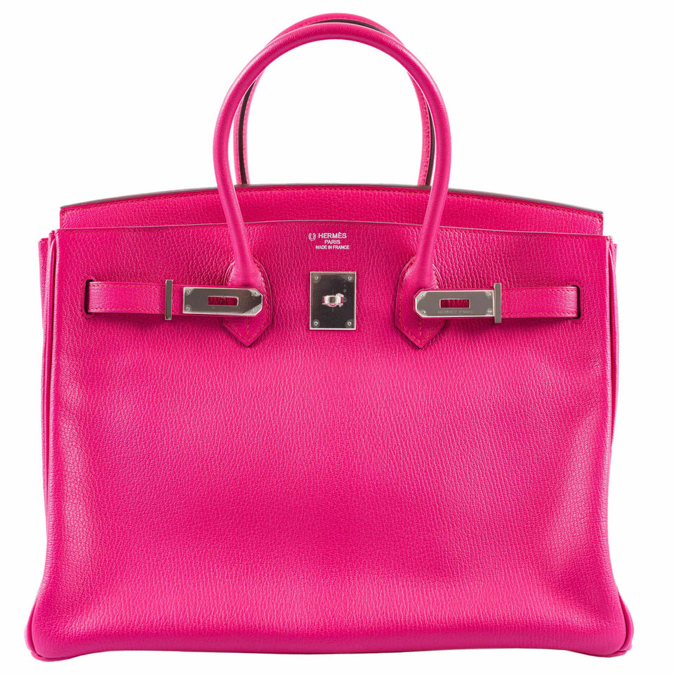 Hermes Birkin 35 Rose Tyrien Chevre Palladium Hardware - Extra Pocket