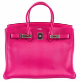 Hermes Birkin 35 Rose Tyrien Chevre Palladium Hardware - Extra Pocket