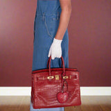 Hermes Birkin 35 Rouge H Matte Porosus Crocodile Matte Gold Hardware