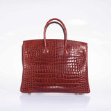 Hermes Birkin 35 Rouge H Shiny Porosus Crocodile Gold Hardware