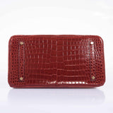 Hermes Birkin 35 Rouge H Shiny Porosus Crocodile Gold Hardware