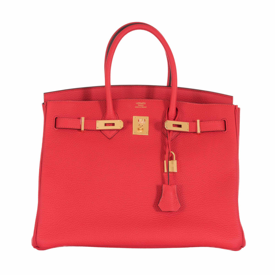 Hermes Birkin 35 Rouge Tomate Clemence Gold Hardware