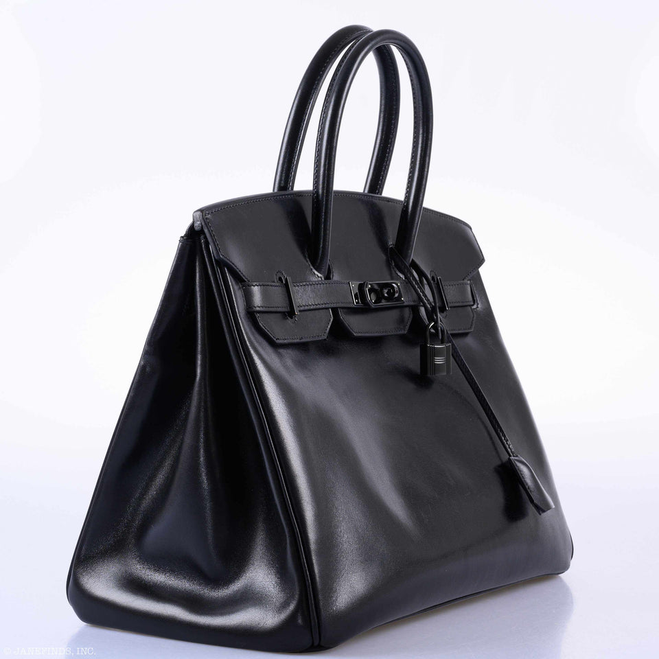Hermes Birkin 35 SO BLACK Black Box Leather PVD Hardware - 2011, O Square