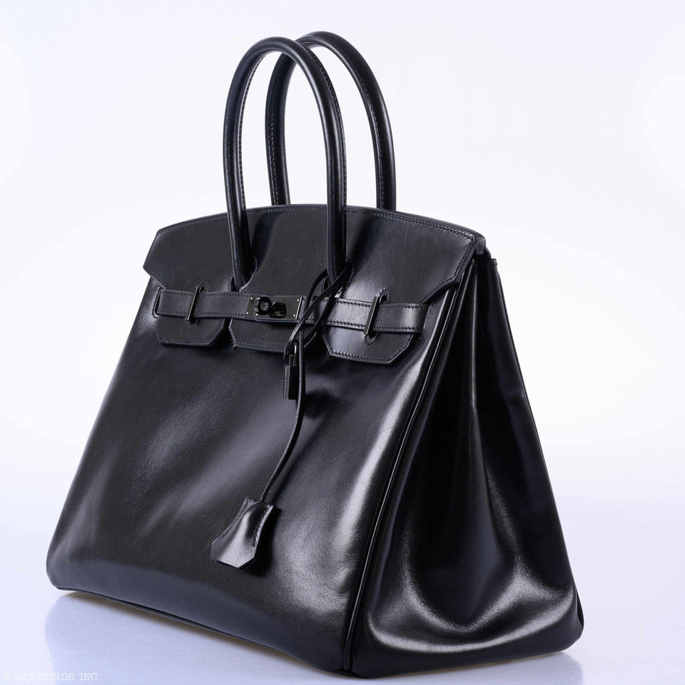 Hermes Birkin 35 SO BLACK Black Box Leather PVD Hardware - 2011, O Square