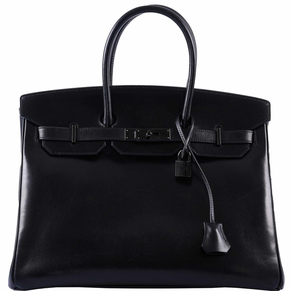 Hermes Birkin 35 SO BLACK Black Box Leather PVD Hardware - 2011, O Square