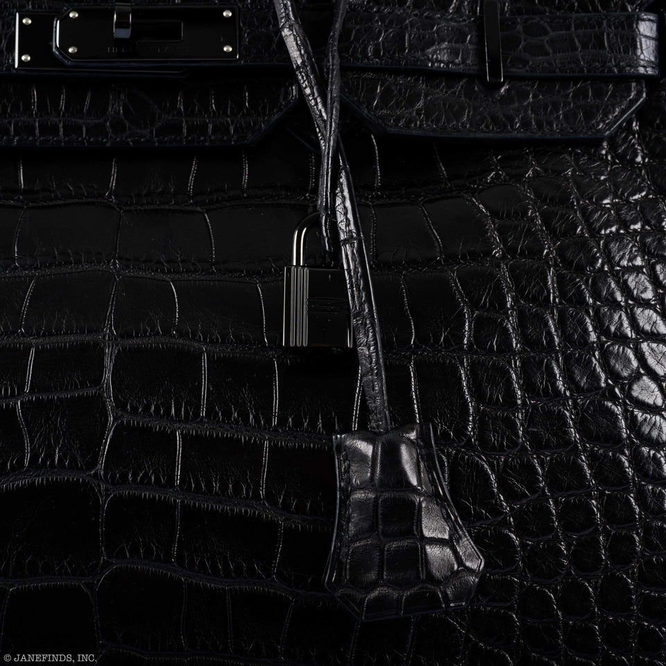 Hermes Birkin 35 SO BLACK Matte Alligator Black PVD Hardware