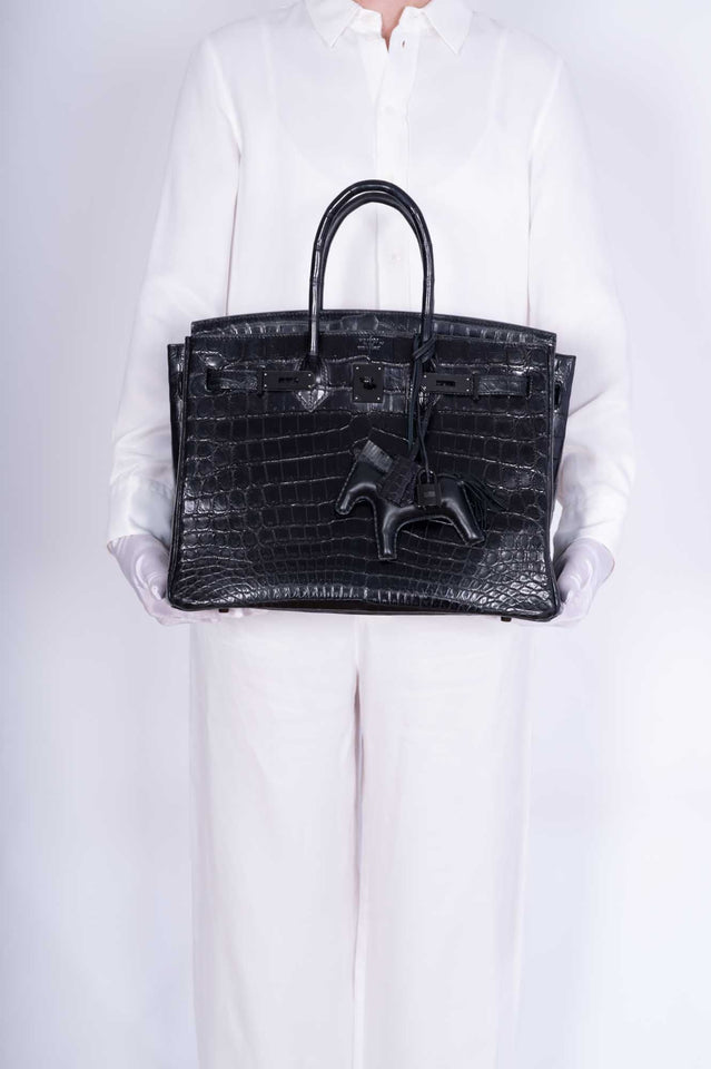 Hermes Birkin 35 SO BLACK Matte Alligator Black PVD Hardware