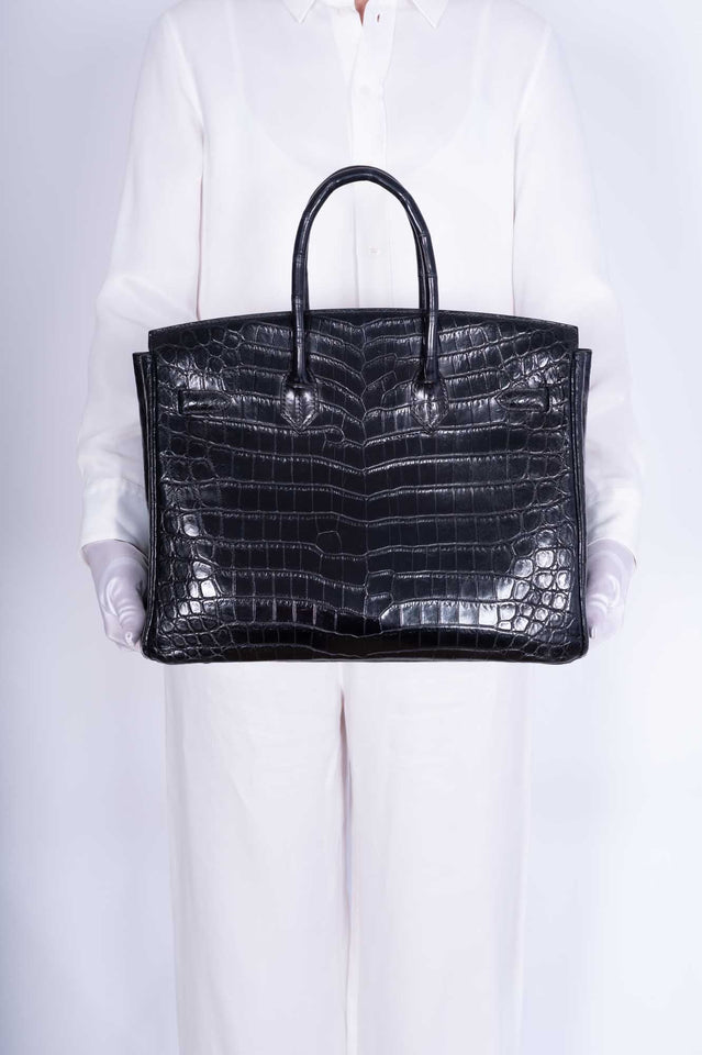 Hermes Birkin 35 SO BLACK Matte Alligator Black PVD Hardware