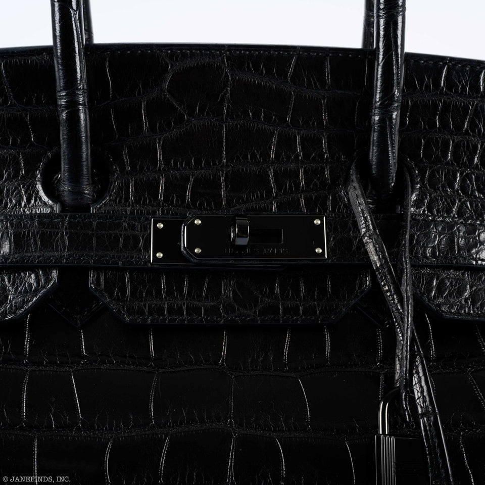 Hermes Birkin 35 SO BLACK Matte Alligator Black PVD Hardware