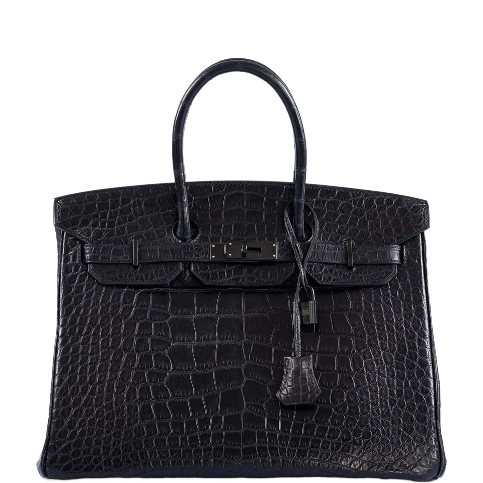 Hermes Birkin 35 SO BLACK Matte Alligator Black PVD Hardware