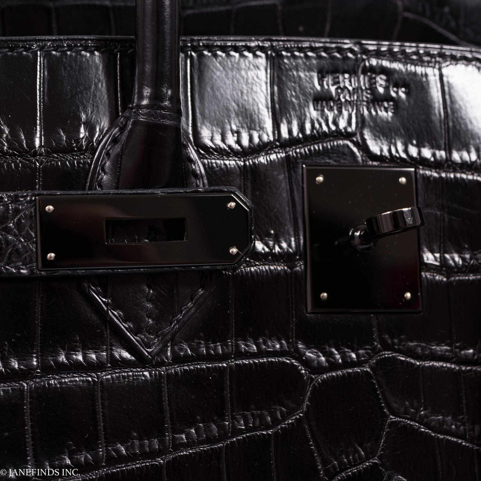 Hermes Birkin 35 SO BLACK Niloticus Crocodile Black Hardware - Legend