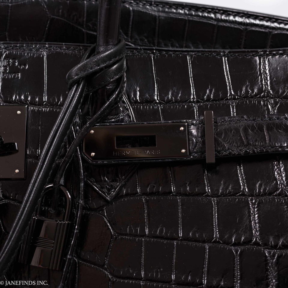 Hermes Birkin 35 SO BLACK Niloticus Crocodile Black Hardware - Legend