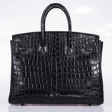 Hermes Birkin 35 SO BLACK Niloticus Crocodile Black Hardware - Legend