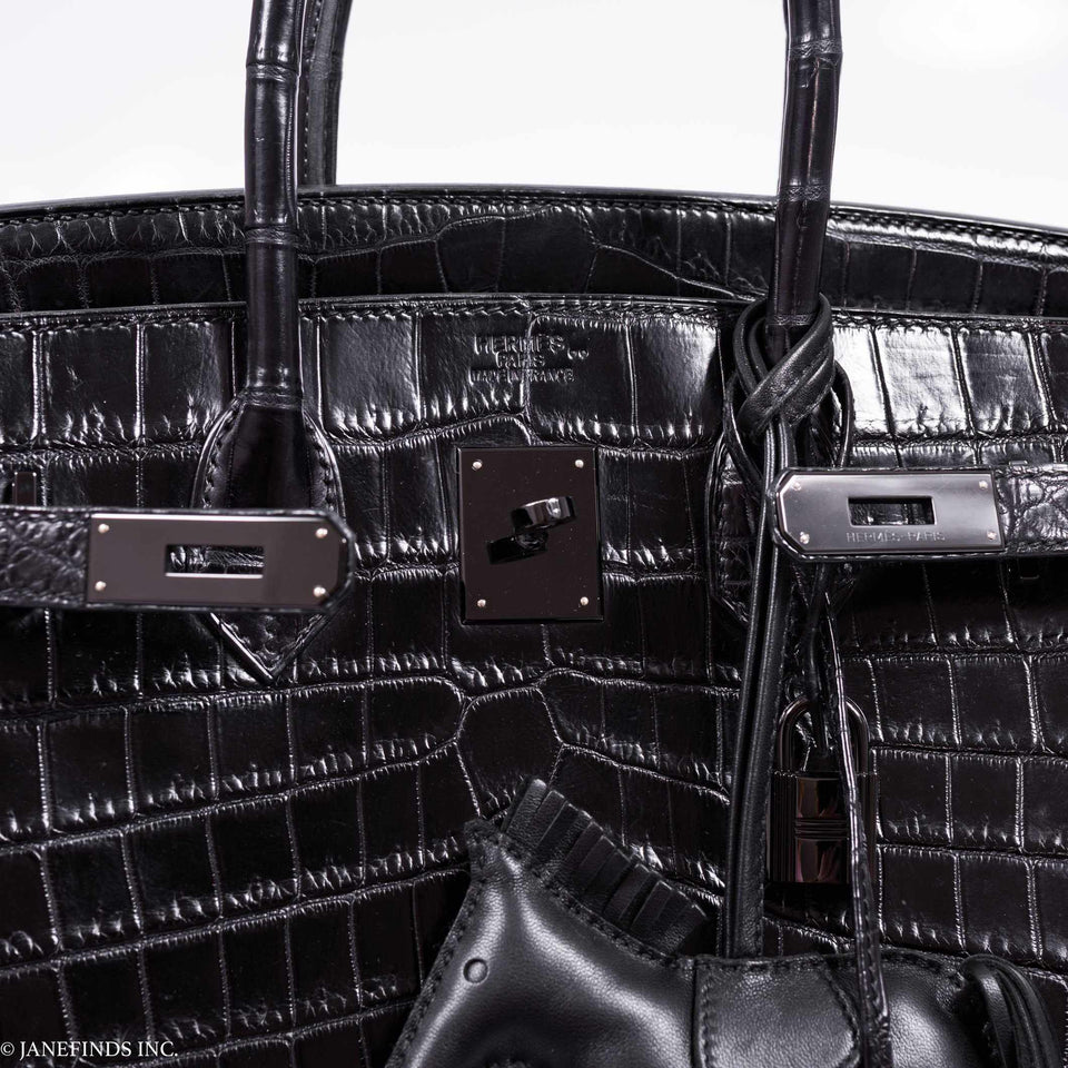 Hermes Birkin 35 SO BLACK Niloticus Crocodile Black Hardware - Legend
