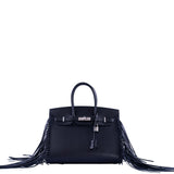 Hermes Birkin 35 Sellier Black Anate Fringe Evercolor leather Palladium Hardware