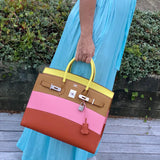 Hermes Birkin 35 Sellier Sunrise Rainbow Epsom Palladium Hardware
