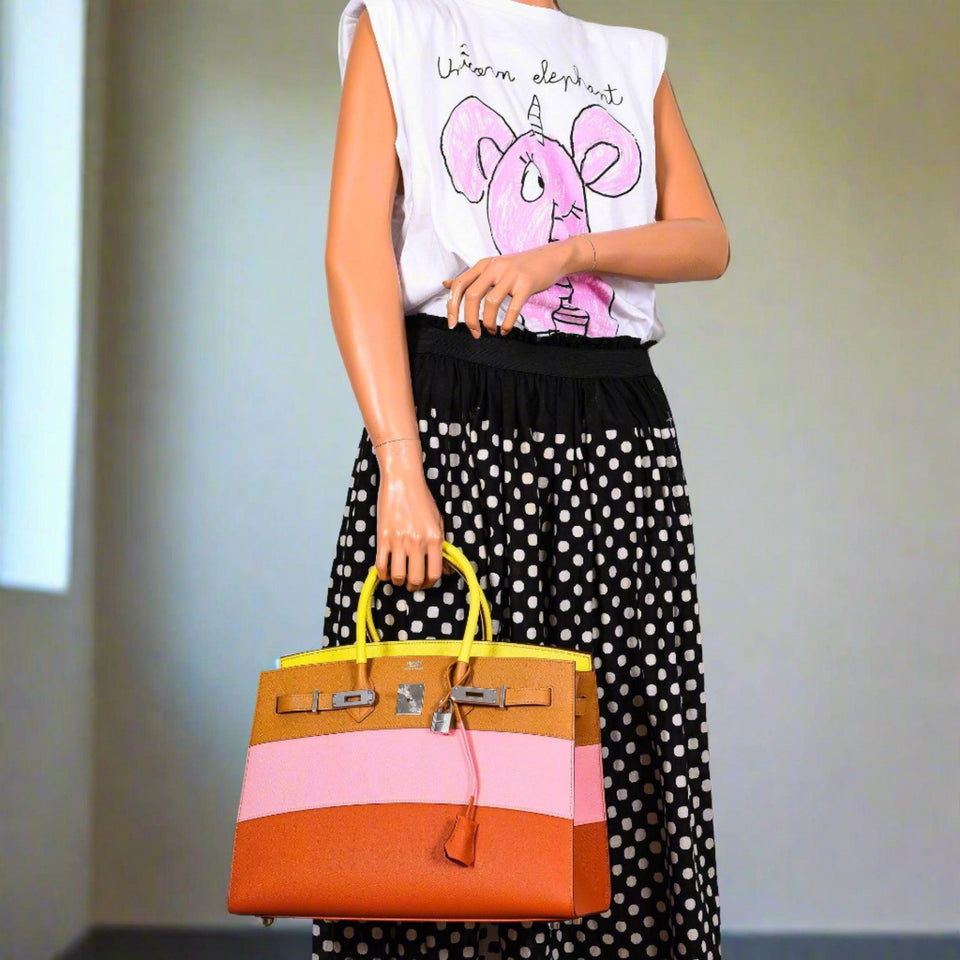 Hermes Birkin 35 Sellier Sunrise Rainbow Epsom Palladium Hardware