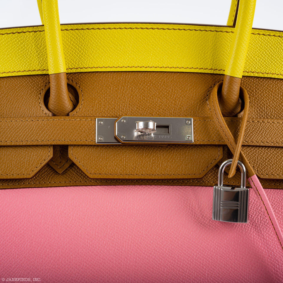 Hermes Birkin 35 Sellier Sunrise Rainbow Epsom Palladium Hardware