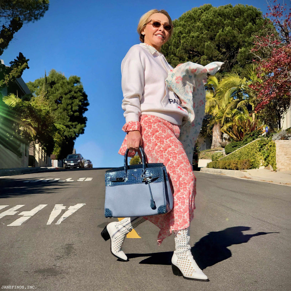 Hermes Birkin 35 Shiny Blue Roi Porosus Crocodile & Denim Palladium Hardware