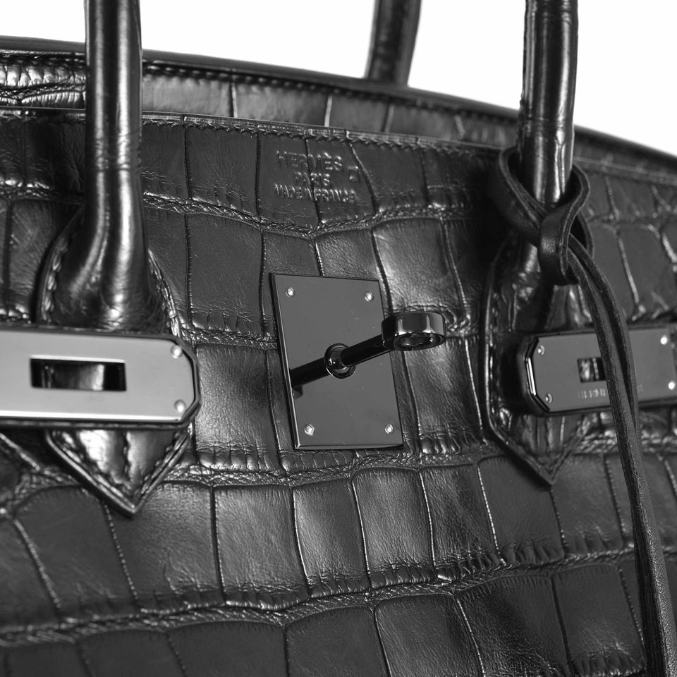 Hermes Birkin 35 So Black Alligator Black Matte Black Hardware