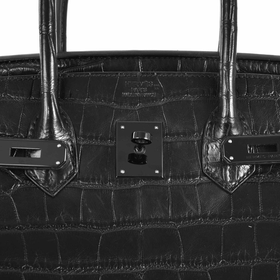 Hermes Birkin 35 So Black Alligator Black Matte Black Hardware